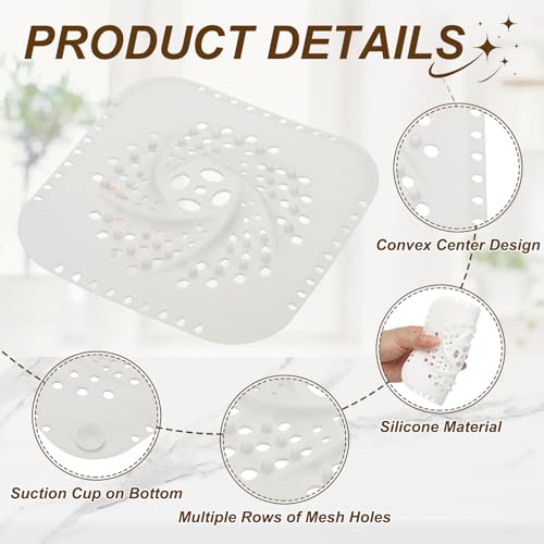 uxcell 2 Pcs Square Drain Cover, 5.7 Inch Shower Hair Catcher Drain Cover for Shower Room Bathtubs Kitchen Sink Laundry Room, White - color: White