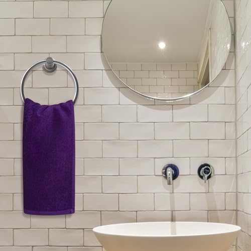 Fingertip Hand Towel | Absorbent |11x18 | Terry Velour Premium Washcloths, Bathroom use, 100% Cotton, Face, fingertip, Soft, Guest Towels (Pack of 4) (4, Purple) - color: Purple