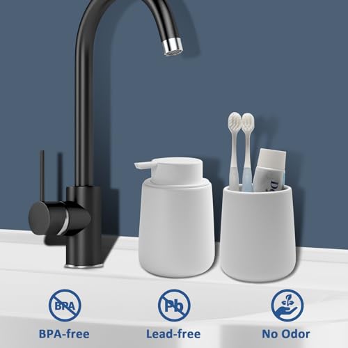 Soap Dispenser Ceramic with Easy-to-Press Pump Hand Lotion Liquid Dispenser for Shampoo Bathroom Kitchen 12 oz White - color: Liquid-white