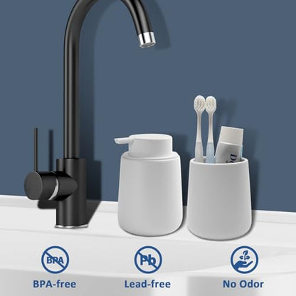 Soap Dispenser Ceramic with Easy-to-Press Pump Hand Lotion Liquid Dispenser for Shampoo Bathroom Kitchen 12 oz White - color: Liquid-white