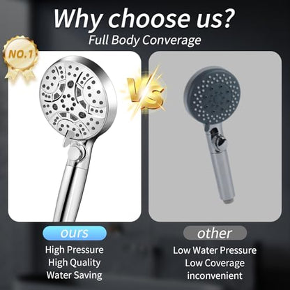 RV Shower Head with Hose, Shower Head with Handheld, 10 Modes High Pressure Shower Heads for Home/RV/Camper/Travel Trailer, Handheld Shower Head Holder and Extra Long 5ft Stainless Steel Hose