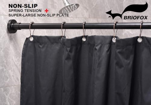 Shower Curtain Rod 43-73 Inches Matte Black, Rustproof and Non-Fall Down Spring Tension Rod for Window or Bathroom, Stainless Steel - color: Black