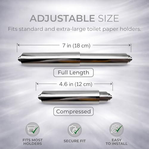 Toilet Paper Holder Spring Rod | Toilet Paper Roller Replacement | Standard & 7 Inch Size Toilet Paper Holder Replacement Rod (1, Chrome) - color: Chrome