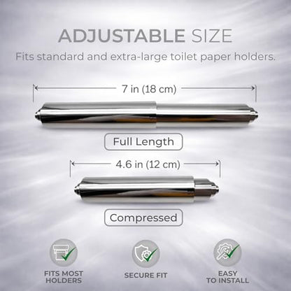 Toilet Paper Holder Spring Rod | Toilet Paper Roller Replacement | Standard & 7 Inch Size Toilet Paper Holder Replacement Rod (1, Chrome) - color: Chrome