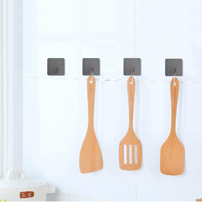 Adhesive Towel Hooks Stick on Towel Hanger Wall Hooks Waterproof Stainless Steel Sticky Hooks for Hanging Bathroom Kitchen Home Grey -4 Packs - color: Gray
