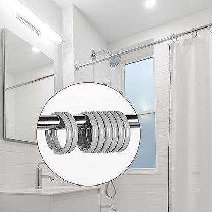 Grey Shower Curtain Hooks Rings, 12 Pcs Circular Plastic Shower Curtain Rings for Bathroom, Plastic Shower Curtain Hooks for Shower Curtain Rod, Shower Hooks Rings for Shower Curtain - color: Grey