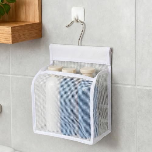 Mesh Shower Caddy Hanging, Hanging Mesh Shower Caddy Organizer, Portable Bathroom Storage Bag With Rotatable Hook For Dorm, Gym, Travel, RV And Swimming