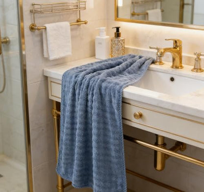 Bath Towels Pack of 2(35'' x 66'') Quick Dry Microfiber Shower Towel for Hotel,Bathroom,Guest,Spa,Gym Yoga, SPA - Blue - color: Blue, size: 35x66" BATH Towel Set of 2
