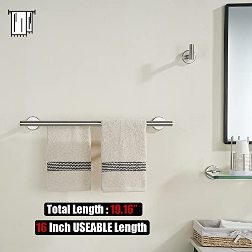JQK Double Bath Towel Bar, 19 Inch 304 Stainless Steel Thicken 0.8mm Towel Rack Bathroom, Towel Holder Brushed Finished Wall Mount, Useable Length 16 Inch, TB100L16-BN - color: Brushed Stainless Steel, size: 19 Inch