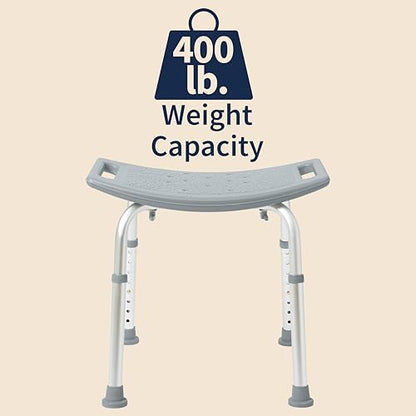 Dr. Dunley Bath Chair for Seniors, Shower Seat with Back, Suction Feet, Non-Slip Adjustable Height Shower Bench for Elderly (No Backrest) - size: No Backrest