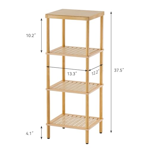 AmazerBath Bamboo Bathroom Shelf, 4-Tier Bathroom Storage Shelf, Multifunctional Storage Rack for Living Room Bedroom Kitchen, Space Saver - size: 4 Tier - Natural