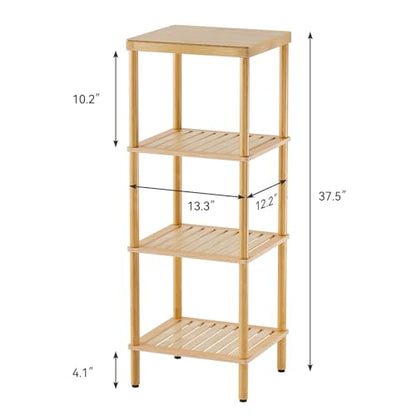 AmazerBath Bamboo Bathroom Shelf, 4-Tier Bathroom Storage Shelf, Multifunctional Storage Rack for Living Room Bedroom Kitchen, Space Saver - size: 4 Tier - Natural