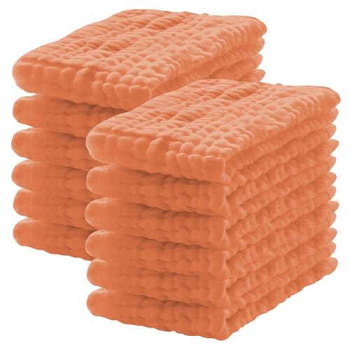 Lovely Care 12 Pack Muslin Burp Cloths 100% Cotton Muslin Cloths Large 20''x10'' Extra Soft and Absorbent Baby Burping Cloth - Vermilion - color: Vermilion, size: 10x20 Inch (Pack of 12)