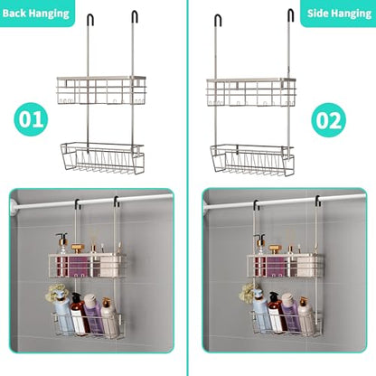 HapiRm Hanging Shower Caddy Organizer - No Drilling Shower Organizer with Inclined Shelf, Rustproof & Waterproof 304 Stainless Steel Bathroom Caddy - Brushed Nickel - color: Brushed Nickel-Inclined Shelf