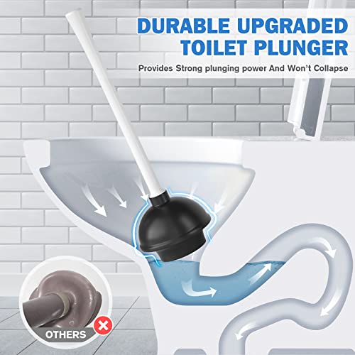 TRENTI Toilet Plunger and Brush with Holder, Bowl Brush and Heavy Duty Toilet Plunger Set for 5.7-inch Toilet Drain, 2-in-1 Bathroom Cleaning Combo with Modern Caddy Stand (White) | Toilet Plunger and Brush with Holder, Bowl Brush and Heavy Duty Toilet Pl