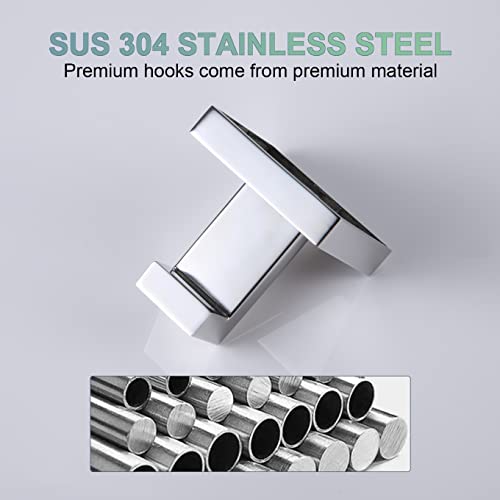KOKOSIRI Bath Towel Hook Wall Mount Square Robe Hook Coat Hook, Bathroom Kitchen Garage Heavy Duty Wall Mounted, SUS 304 Stainless Steel, Polished Chrome, B1010CH-P2 - color: Polished Chrome, size: 2 Pack