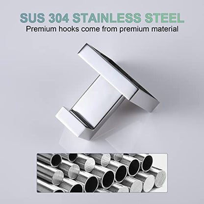 KOKOSIRI Bath Towel Hook Wall Mount Square Robe Hook Coat Hook, Bathroom Kitchen Garage Heavy Duty Wall Mounted, SUS 304 Stainless Steel, Polished Chrome, B1010CH-P2 - color: Polished Chrome, size: 2 Pack