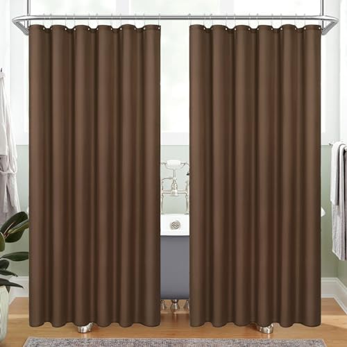 MitoVilla 2 Pack Brown Fabric Shower Curtain Liner - 72" W x 72" H, Simple Shower Curtain or Liner for Modern Neutral Hotel Bathroom Decor, Waterproof Cloth & Machine Washable - color: Fabric - Brown, size: 72"W x 72"L (Pack of 2)