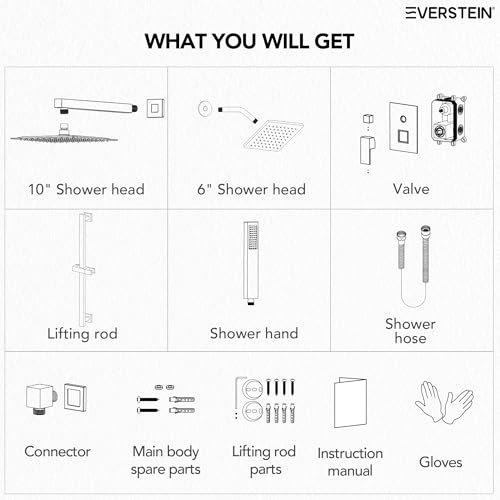 10" High-Pressure Rainfall Shower Faucet with Handheld Spray, Wall Mount Dual Shower Head System with Slide Bar (Matte Black) - color: Black, style: Wall Mount-with Slide Bar