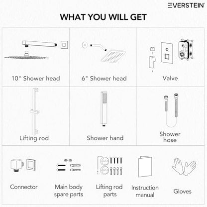 10" High-Pressure Rainfall Shower Faucet with Handheld Spray, Wall Mount Dual Shower Head System with Slide Bar (Matte Black) - color: Black, style: Wall Mount-with Slide Bar