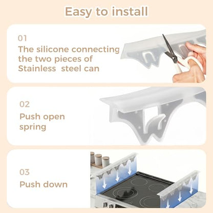 Silicone Stove Gap Covers with Stainless Steel, Oven Gap Filler Seals Gaps Between Stovetop and Counter, Stove Gap Guards Range Trim Kit, Easy to Clean Stove Gap Guard (Clear 2 Pack,25") - color: Clear, size: 25 inches