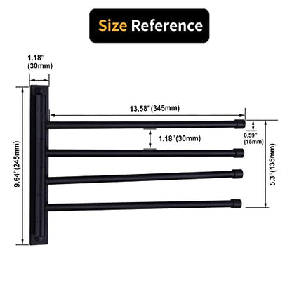 Swivel Hand Towel Bar Bathroom Swing Hanger Towel Rack Holder Matte Black Finish, Wall Mounted, 4-Arm - color: Black