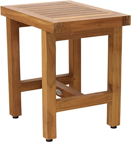 AquaTeak Spa Lotus 18" Teak Shower Bench & Premium Teak Oil | Durable, Water-Resistant Teak, Shower Chair & Shaving Foot Rest, Indoor/Outdoor Use - size: B. Bench w/ Teak Oil
