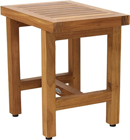 AquaTeak Spa Lotus 18" Teak Shower Bench & Premium Teak Oil | Durable, Water-Resistant Teak, Shower Chair & Shaving Foot Rest, Indoor/Outdoor Use - size: B. Bench w/ Teak Oil