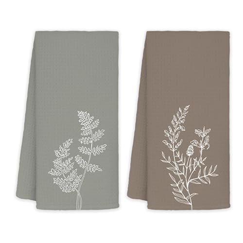 JINYO Minimalist Boho Floral Kitchen Towels, Neutral Botanical Hand Towels for Bathroom Kitchen Decor, Rustic Elegant Wildflower Plant Decorative Dish Tea Towels, 16x24 Inch Set of 2 - color: Minimalist Floral Towels-6
