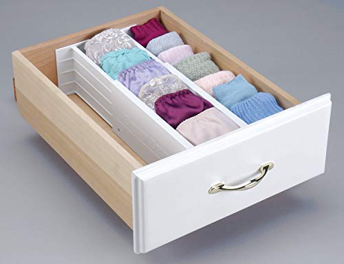 Dial Industries Adjustable Dresser Drawer Clothes Organizer Dividers, Set of 2, 4.5" Deep | Slides apart to fit drawers of any length, Separates socks, underwear and small items, Great for bedroom or bathroom drawers - size: 4.5 in Deep, (Set of 2)