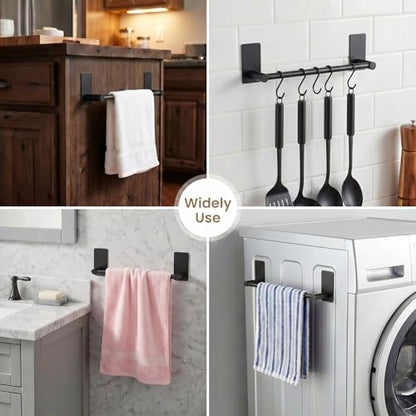 Songtec Stick Towel Bar Black 12-Inch, Adhesive Bath Towel Rack No Drill, Strong Adhesion Tape Mount Towel Holder, Stainless Steel - Black - color: Black, size: 12-Inch