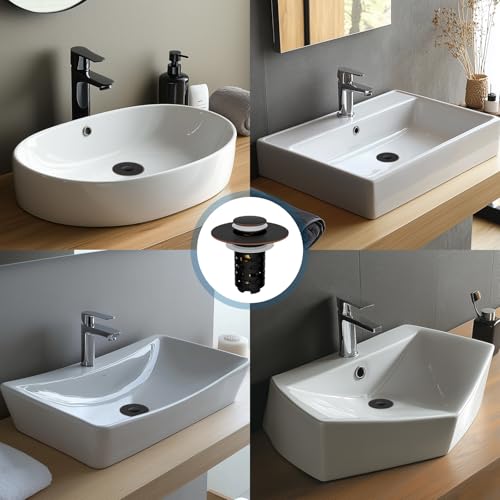 Universal Upgraded Bathroom Sink Drain Stopper, 4-in-1, Oil-Rubbed Bronze | Hair Catcher Pop-Up Sink Strainer with 2-Layer Removable Stainless Steel Basket, Anti-Clog Drain Plug for 1.1"-2.36" Basin - color: Oil Rubbed Bronze