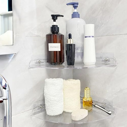 Acrylic Corner Shelves, Adhesive Shelf, Shower Caddy Organizer for Home Decor,Clear Shower Shelf,No Drilling Wall Mounted Bathroom Shelves