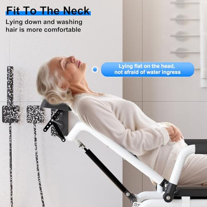 Reclining Shower Chair with Wheels,Commode Wheelchair Toilet Chair | Padded Transfer Chair with Headrest, Flip-up Armrests & Foot Rests, Tilt Rolling Wheelchair for Elderly, Disabled, Handicap