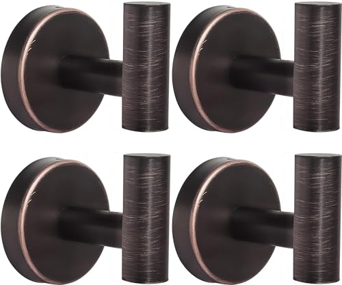 Kruodop Towel Hooks for Bathroom,4 Packs Wall Mount Towel Holder,Black Matte Wall Robe Hook,Stainless Steel Heavy Duty Door Hanger Towel Hook for Kitchen, Bedroom,Hotel,Pool,Coats - Red Bronze - color: 4pcs broneze