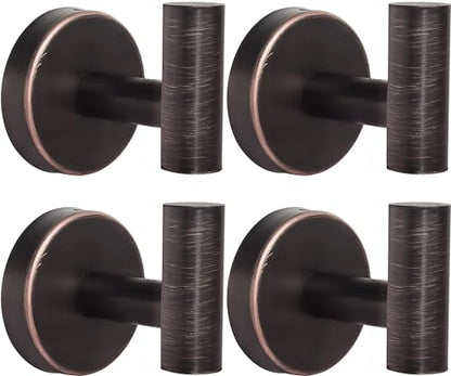 Kruodop Towel Hooks for Bathroom,4 Packs Wall Mount Towel Holder,Black Matte Wall Robe Hook,Stainless Steel Heavy Duty Door Hanger Towel Hook for Kitchen, Bedroom,Hotel,Pool,Coats - Red Bronze - color: 4pcs broneze