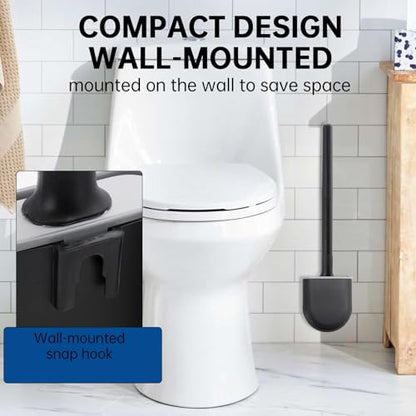 RV Essentials, RV Toilet Brush Black– Camper Must Have Silicone Toilet Brush for Travel Trailer, Wall Mounted Toilet Brush-Anti-Roll, Anti-Drip Design, Camper Must Haves - color: Black