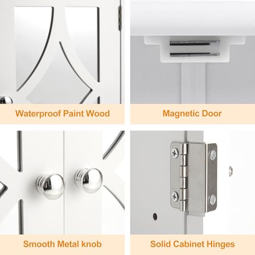RoyalCraft Bathroom Wall Cabinet with Mirror, Over the Toilet Storage Cabinet with Towel Rack and Adjustable Shelf, Large Bathroom Medicine Cabinet Wall Mount 22x25 inch (White) - color: White