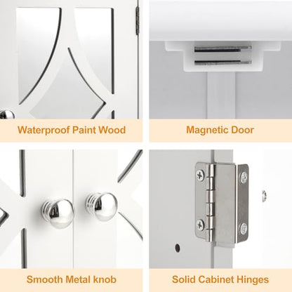 RoyalCraft Bathroom Wall Cabinet with Mirror, Over the Toilet Storage Cabinet with Towel Rack and Adjustable Shelf, Large Bathroom Medicine Cabinet Wall Mount 22x25 inch (White) - color: White