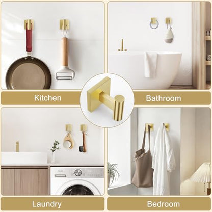 Towel Ring Set 4 Piece Bathroom Hardware Set Includes Towel Ring 2 Towel Hooks and Toilet Paper Holder Stainless Steel Wall Mounted (Brushed Gold) - color: Brushed Gold, size: Set D