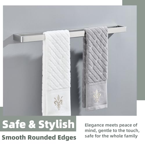 22.8" Towel Bar for Bathroom Shower, Brushed Nickel, Wall Mounted | 304 Stainless Steel, Rust-resistant Towel Holder for vanity, kitchen, Square Design with Hidden Screws, Heavy-duty Hang - color: Brushed Nickel