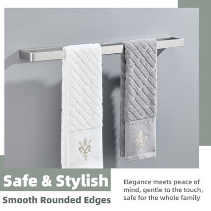 22.8" Towel Bar for Bathroom Shower, Brushed Nickel, Wall Mounted | 304 Stainless Steel, Rust-resistant Towel Holder for vanity, kitchen, Square Design with Hidden Screws, Heavy-duty Hang - color: Brushed Nickel