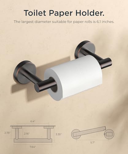 FORIOUS Commercial Toilet Paper Holder Wall Mount Bathroom Tissue Holder | Oil Rubbed Bronze | SUS304 Stainless Steel Rustproof | Double Post Pivoting Toilet Paper Roll Holder | Screw-In | Round Base - color: Oil Rubbed Bronze