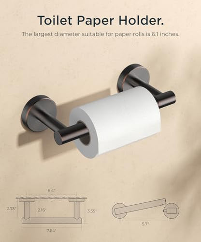 FORIOUS Commercial Toilet Paper Holder Wall Mount Bathroom Tissue Holder | Oil Rubbed Bronze | SUS304 Stainless Steel Rustproof | Double Post Pivoting Toilet Paper Roll Holder | Screw-In | Round Base - color: Oil Rubbed Bronze
