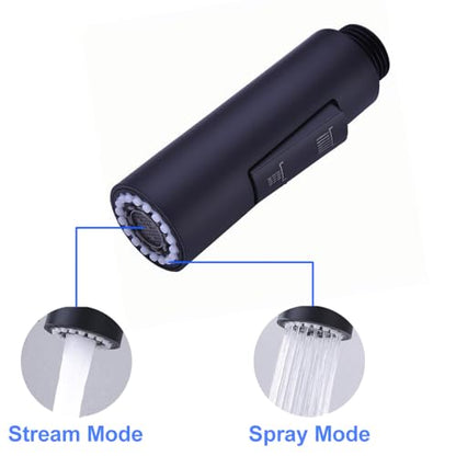 7Trees Pull Down Spray Head for Kitchen Faucet, 2-Function Bathroom Faucet Replacement Head, Water Nozzle, 1.8 GPM G1/2 Pull-Out Spray Nozzle, 0.8inch Connector (Black) - color: Black