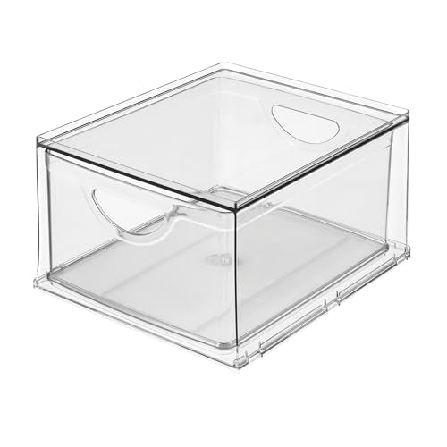 iDesign Stackable Storage Drawer, Clear | Stackable OrganFor Fridge, Pantry, or Under Sinks, Made in USAizer, For Bathroom Counter, Vanity, Under-Sink - style: Pack of 1