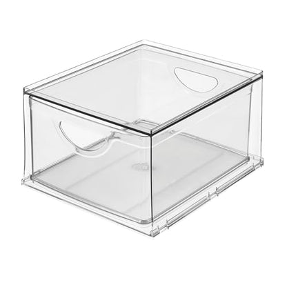 iDesign Stackable Storage Drawer, Set of 4, Clear | For Fridge, Pantry, or Under Sinks, Made in USA - style: Pack of 4