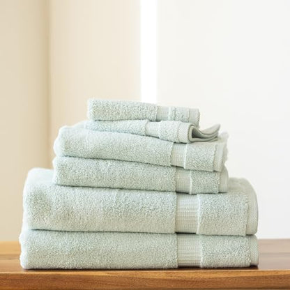 SALBAKOS 100% Turkish Cotton Bathroom Towel Set of 6-Piece, Seafoam Green | 630 Gsm Thick Super Soft Highly Absorbent 2 Bath + 2 Hand + 2 Washcloth Towels Sets, Giftable, Hotel Quality, Made in Turkey - color: Seafoam Green, size: 6 Piece Towel Set