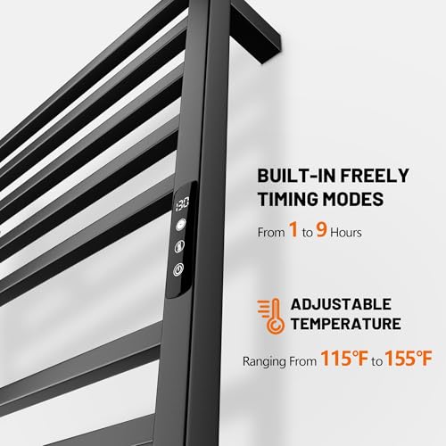 Poloma Wall Mounted & Freestanding Towel Warmer Rack for Bathrooms, Electric Heated Towel Rack Heater, Stainless Steel, Matt Black. CSA Certified. - size: MEDIUM BAR