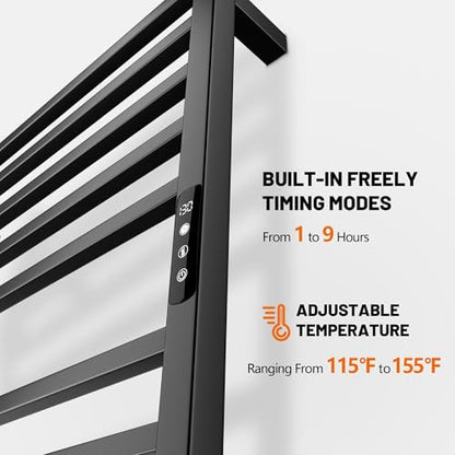 Poloma Wall Mounted & Freestanding Towel Warmer Rack for Bathrooms, Electric Heated Towel Rack Heater, Stainless Steel, Matt Black. CSA Certified. - size: MEDIUM BAR